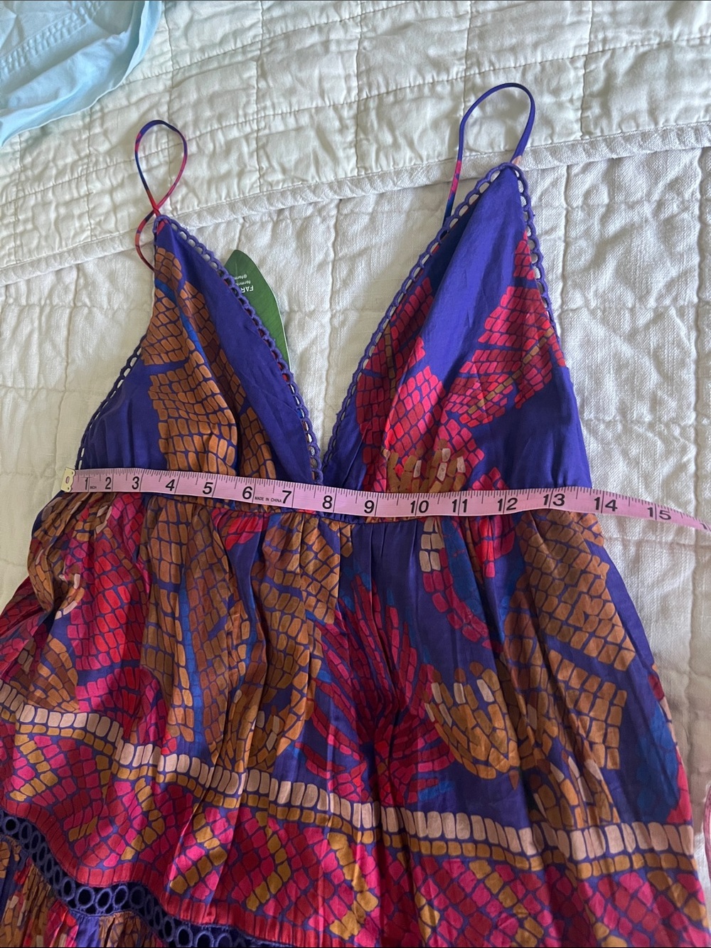 Farm Rio Forest Mosaic Blue Sleeveless Maxi Dress - Picture 3 of 10